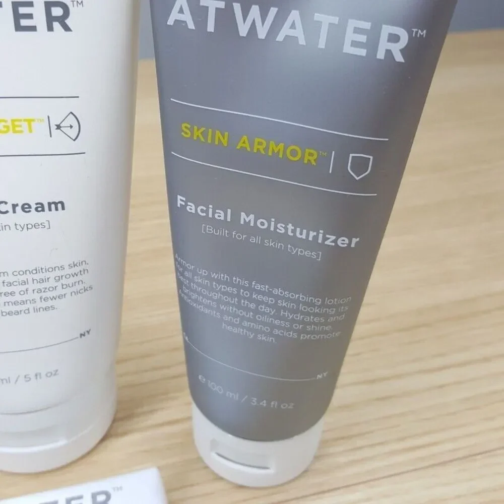 ATWATER Mens Skincare 4 Pc Set Face Scrub Moisturizer Shaving Cream Cleansing